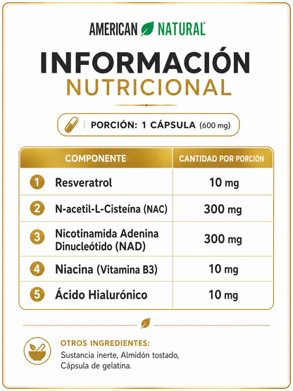 Nad Con Resveratrol Y Acido Hialuronico